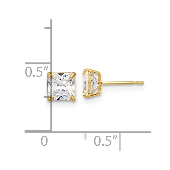 14k Yellow Gold Madi K Children's Jewelry 5mm Square CZ Basket Set Stud Earrings